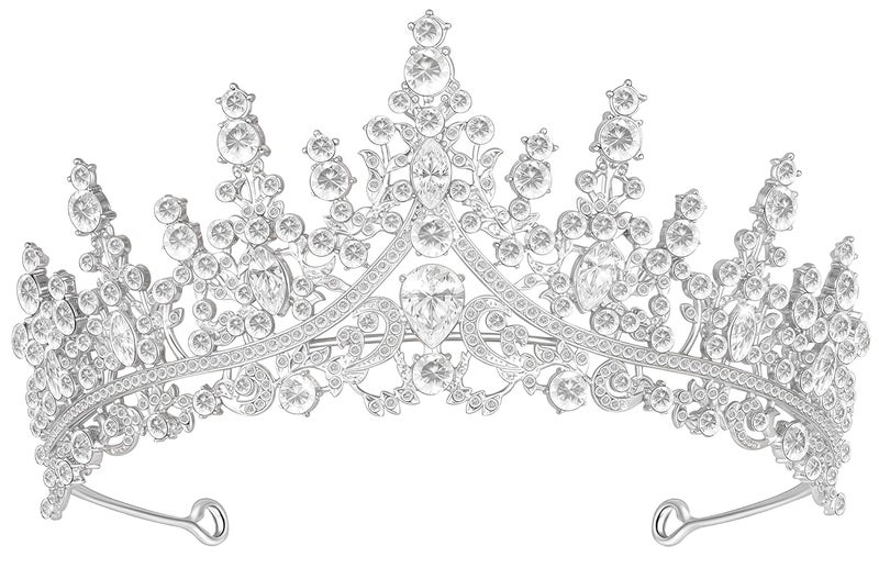 Queenship Tiara Crown for Women, Queen Tiara for Birthday Prom Bridal Party Custome Silver - Image 1